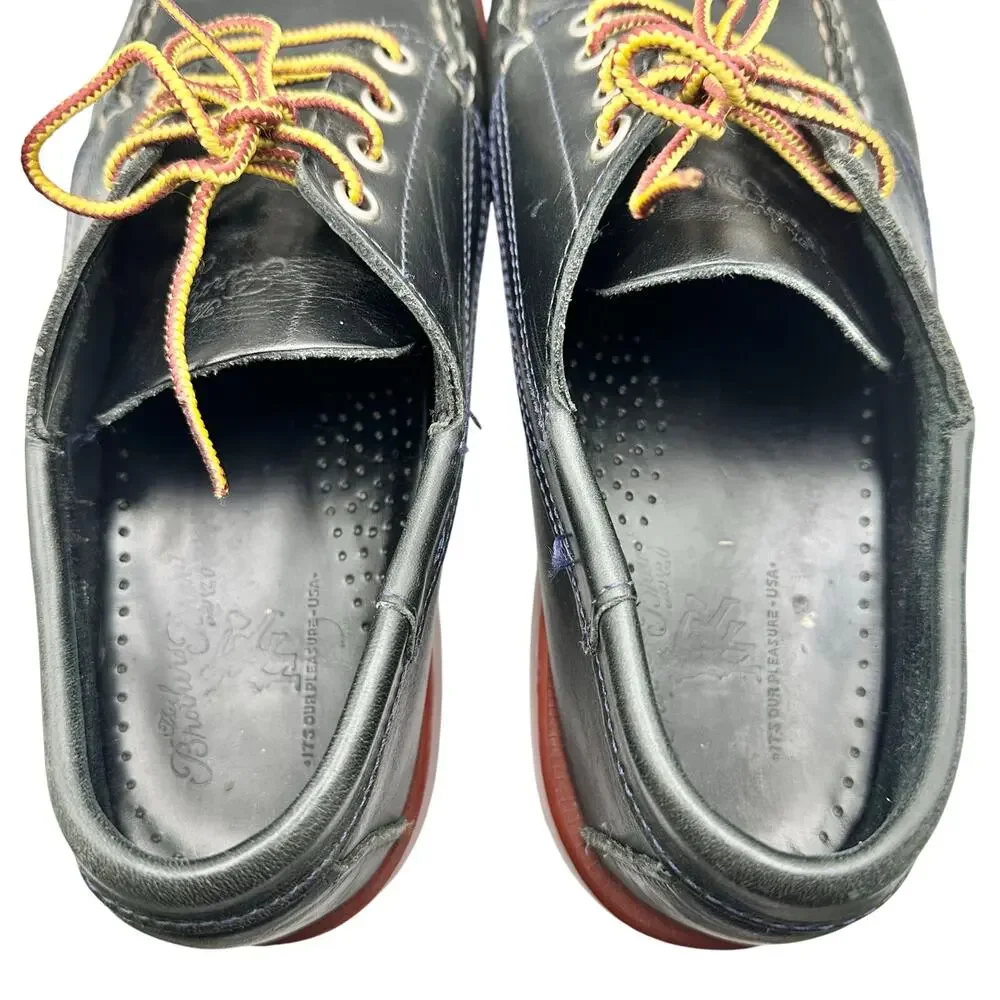 Sebago | Men | Campsides Black Smooth Leather Casual Boat Shoes | Size 8